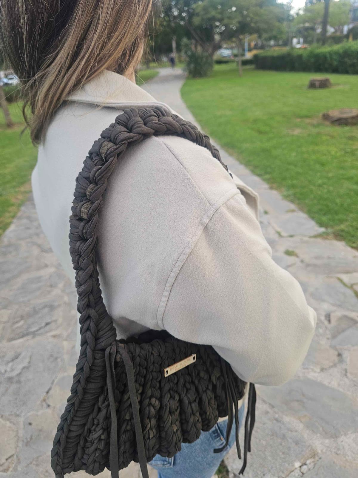 Handmade crochet shoulder bag by Paola of Dew&Soil