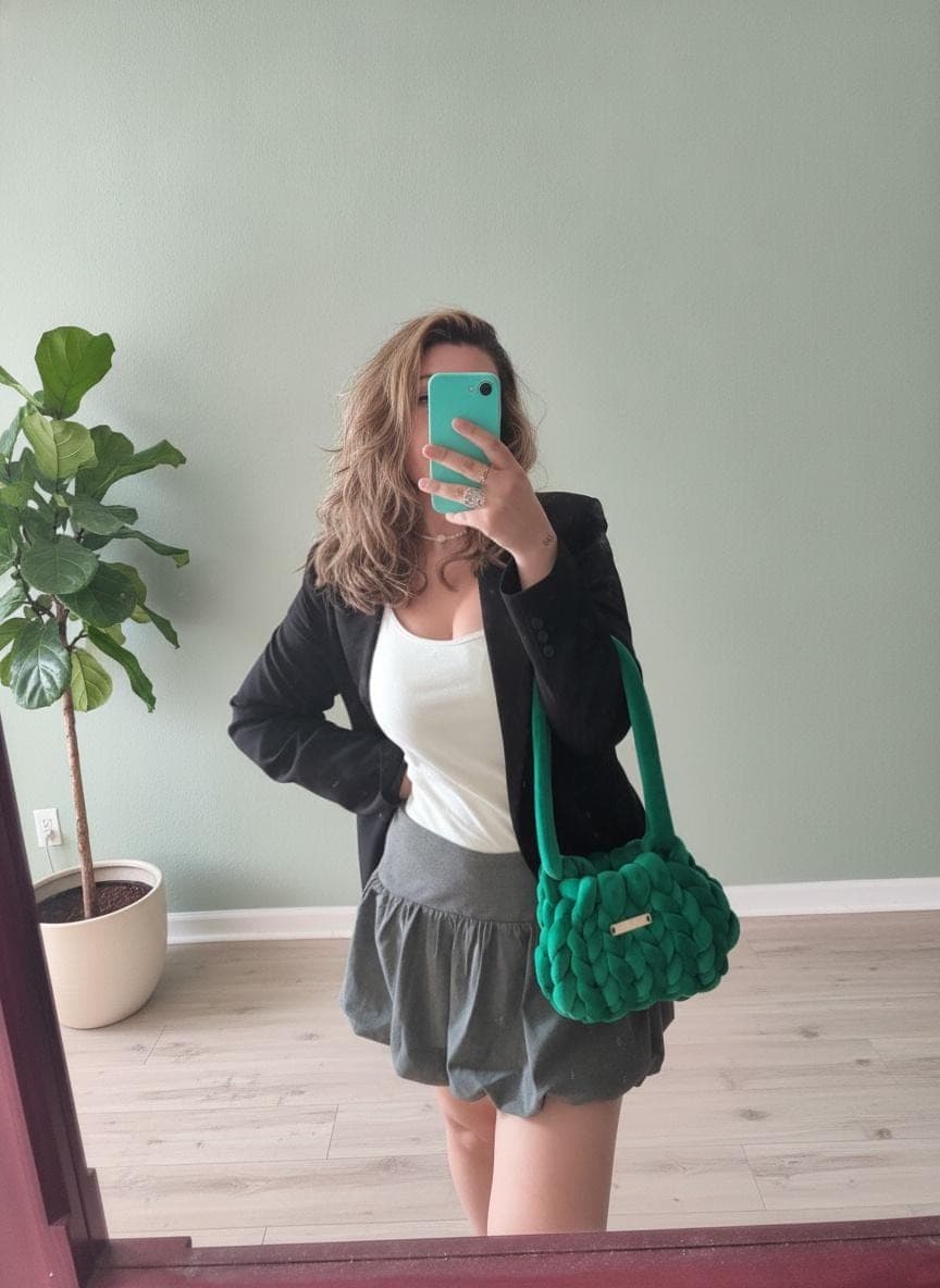 Hand-Knitted Emerald Green Bag photo 1