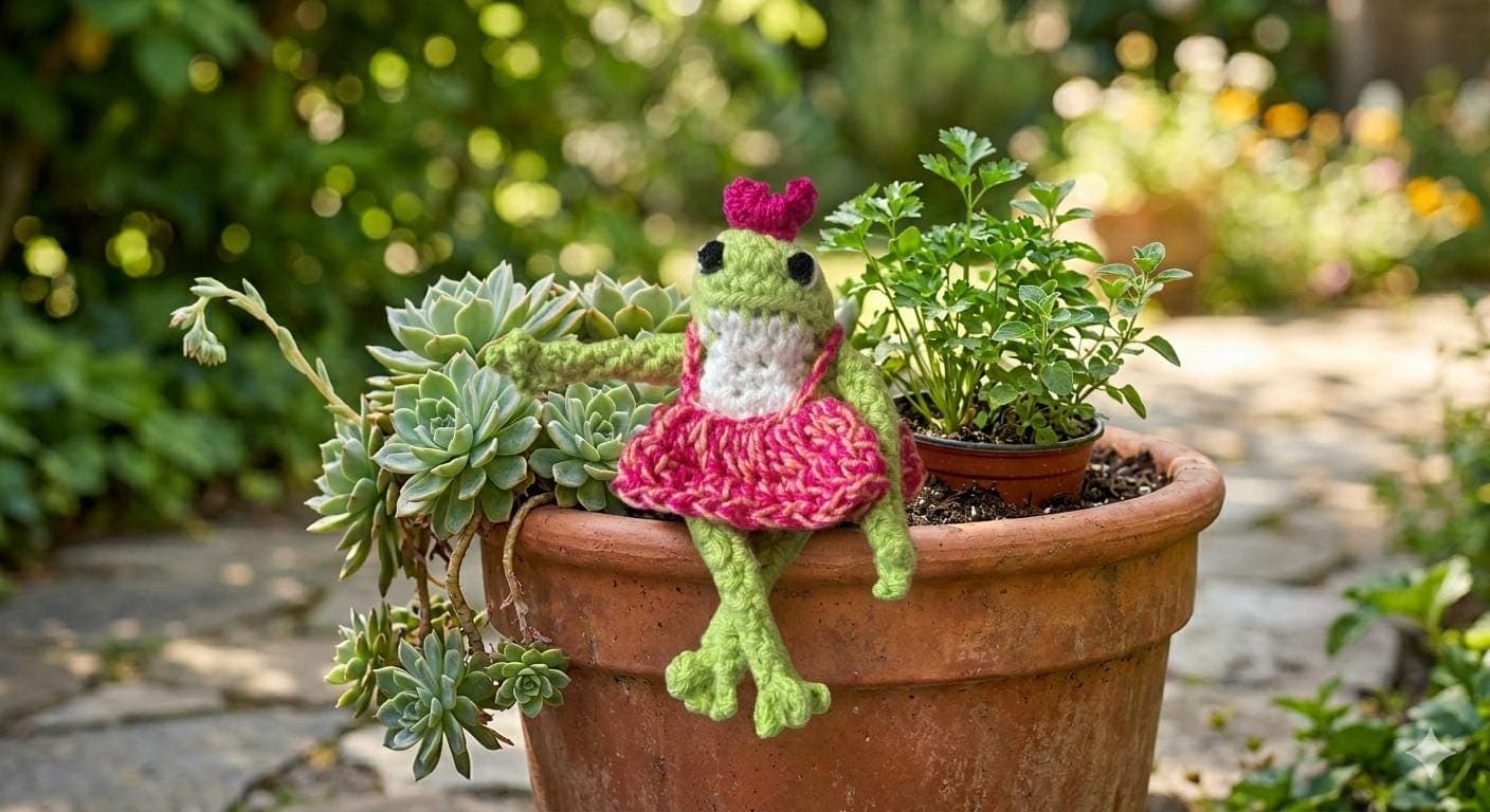 Crochet Frog Princess Plush - handmade in Marbella