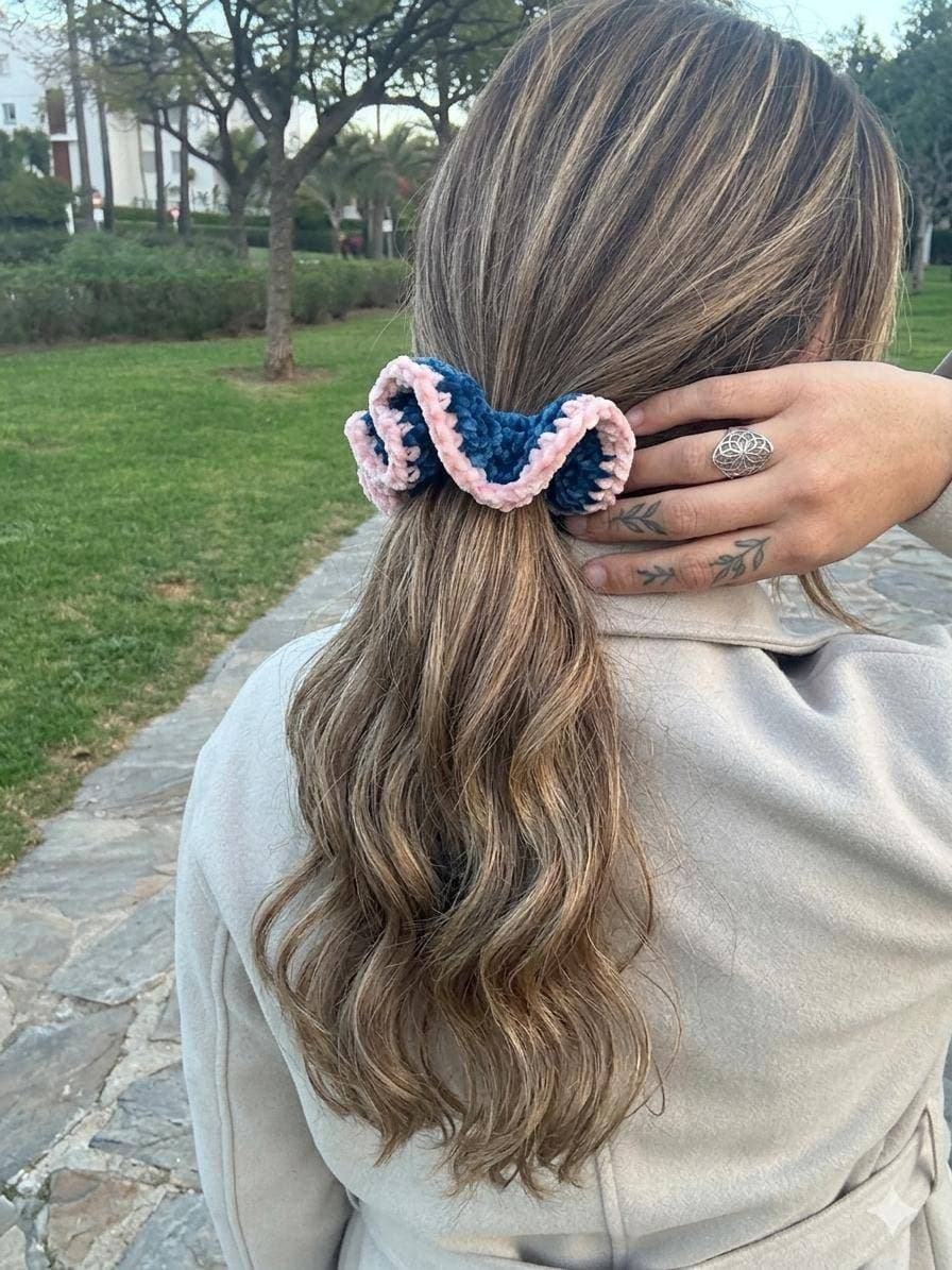 Petal Navy Chenille Scrunchie product photo